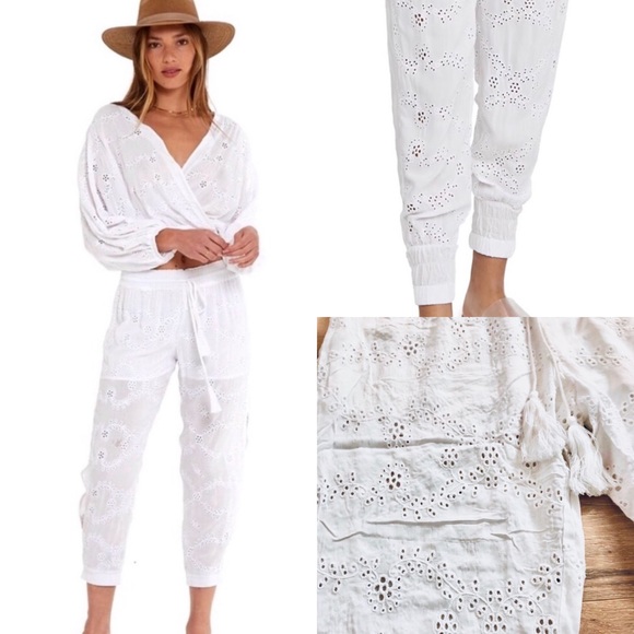 Young fabulous & broke eyelet lace drawstring pant - Picture 1 of 16